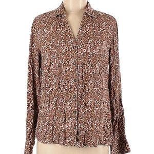 Betabrand Brown RBG Leopard Button-Down Shirt